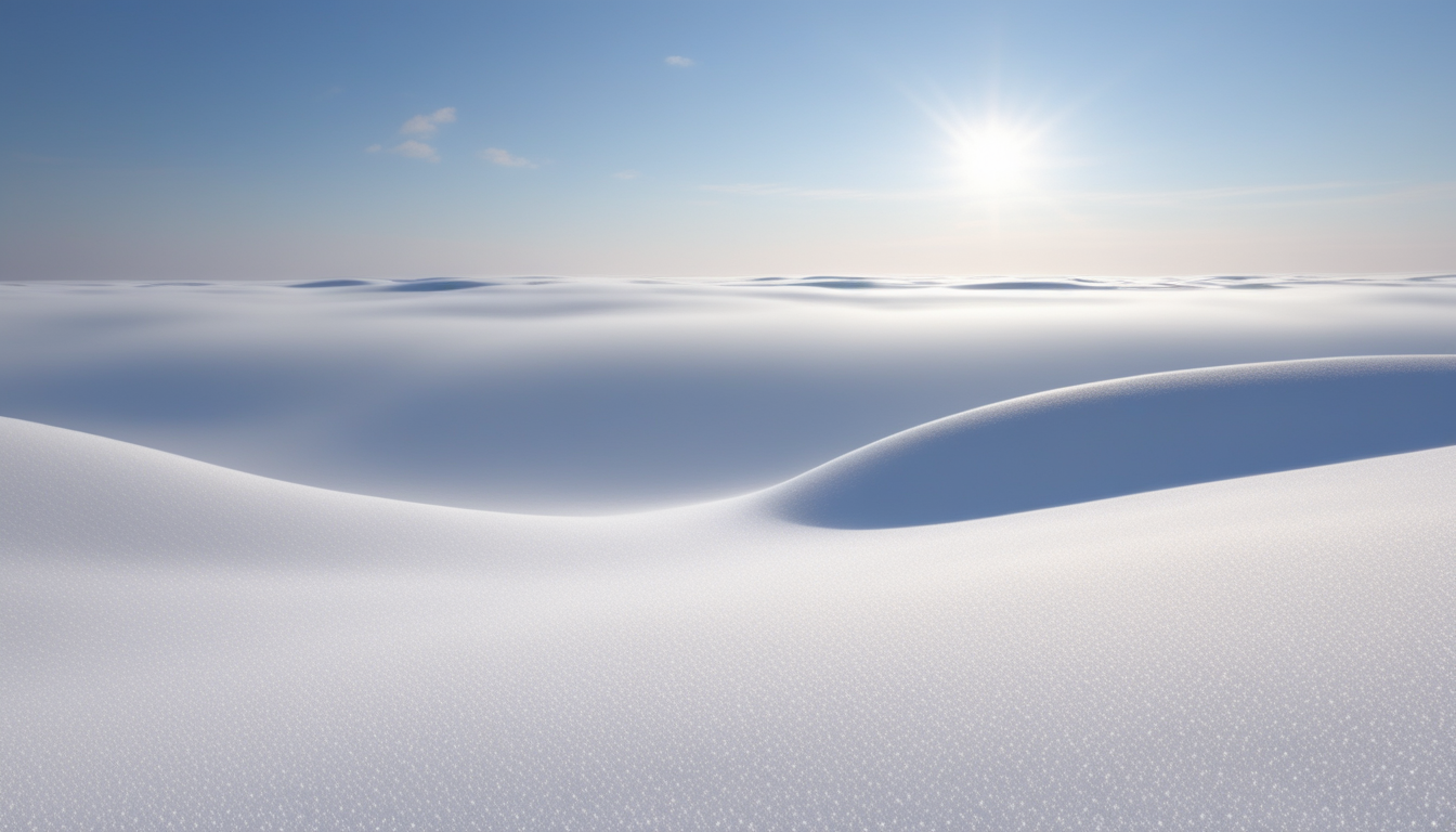Winter background — pristine snow under soft sunlight